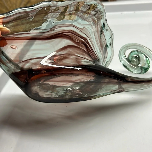 Vintage Hand Blown Swirl Art Glass Purple Hued Centerpiece Bowl Decor - Picture 5 of 5